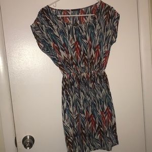 Red and blue tropical dress